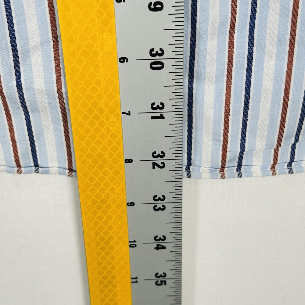 Ermenegildo Zegna Dress Shirt Mens 17 French Cuffs Blue Brown Stripe Long Sleeve - Picture 8 of 9